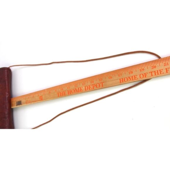 Paola del Lungo TOOLED RED BROWN REAL LEATHER FLAP SHOULDER BAG X-BODY - Picture 12 of 13